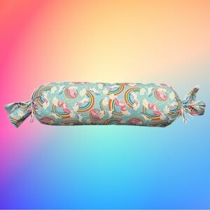 Rainbow Bolster Accent Throw Oblong Pillow Unicorn Lisa Frank Style